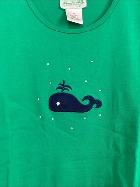 Quacker Factory Top 1X Embroidery Teacher Nautical Beach Quirky Whimsical Preppy